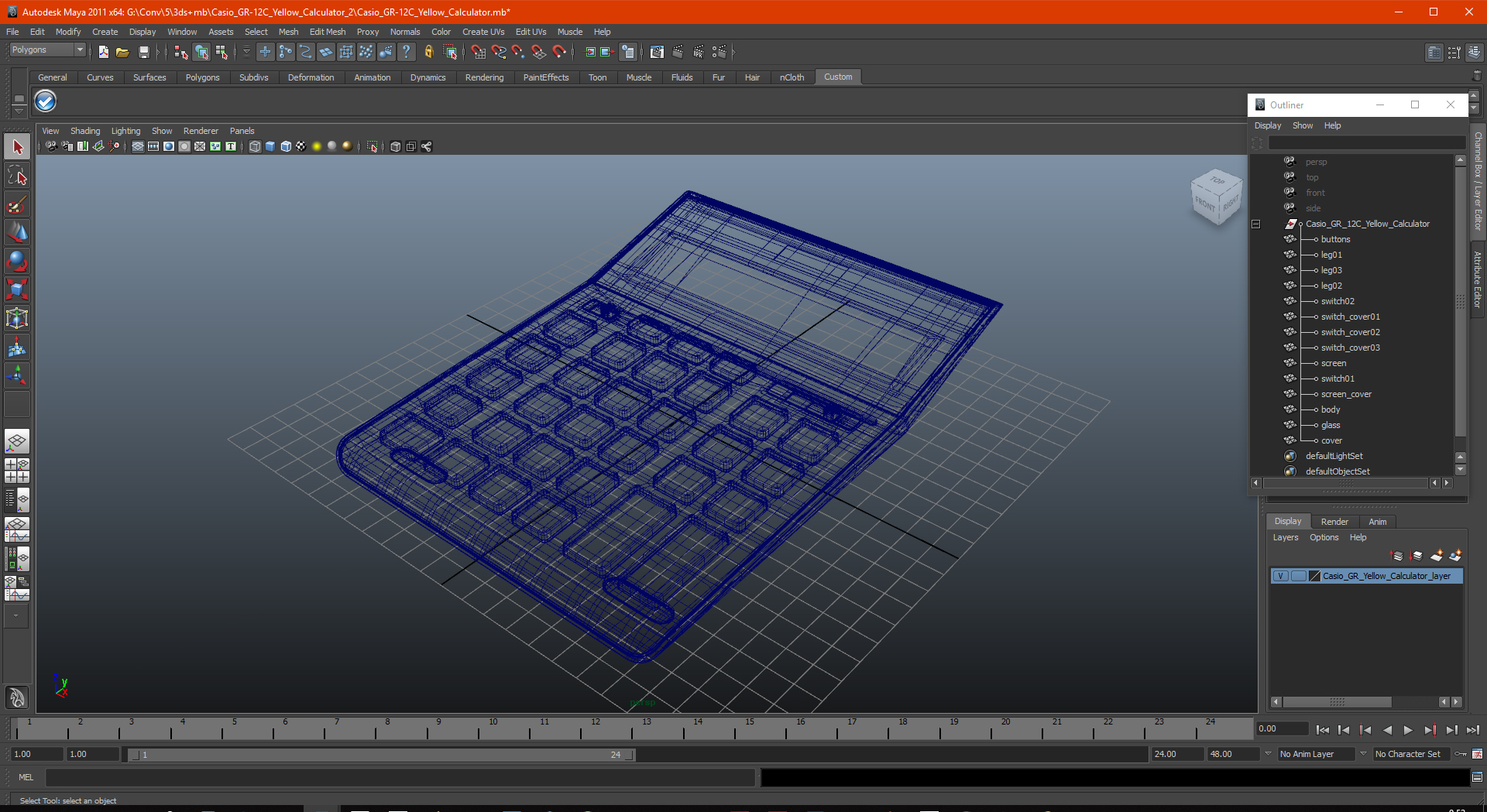 3D model Casio GR-12C Yellow Calculator