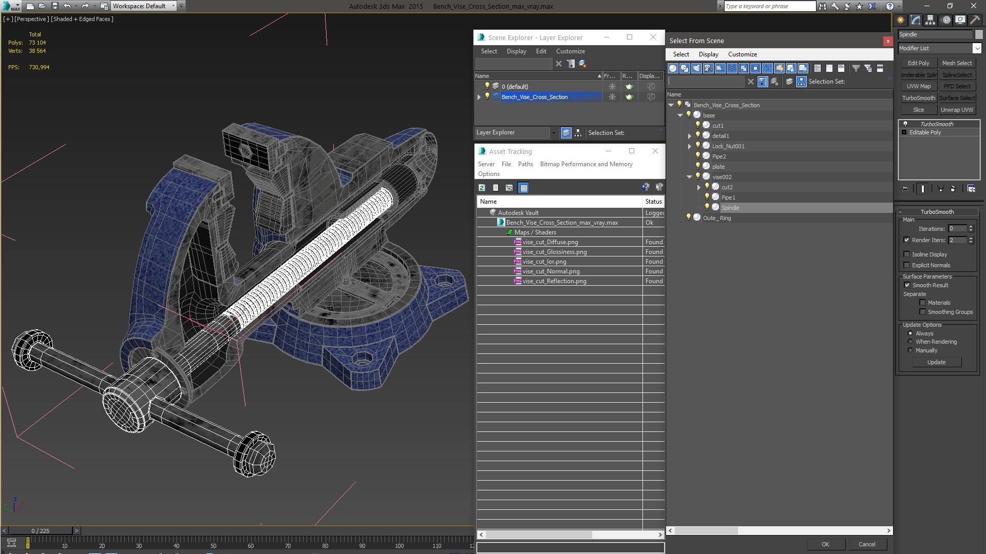 Bench Vise Cross Section 3D model