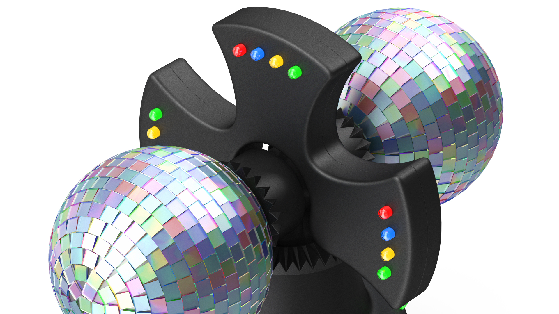 3D model Twin Disco Mirror Ball Switched on Rigged for Cinema 4D