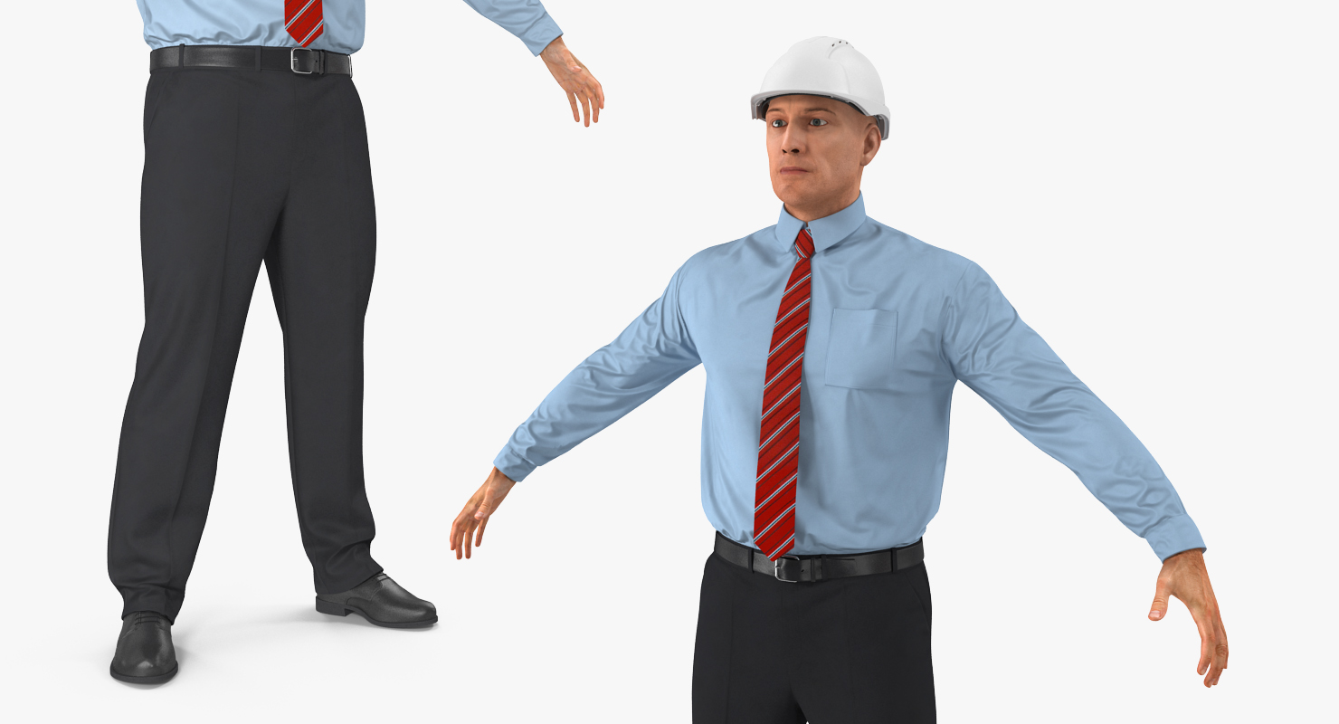 Construction Engineer in Hardhat Rigged 3D model