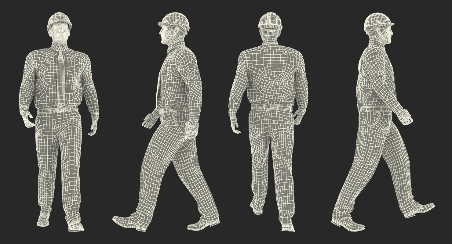 Construction Engineer in Hardhat Rigged 3D model