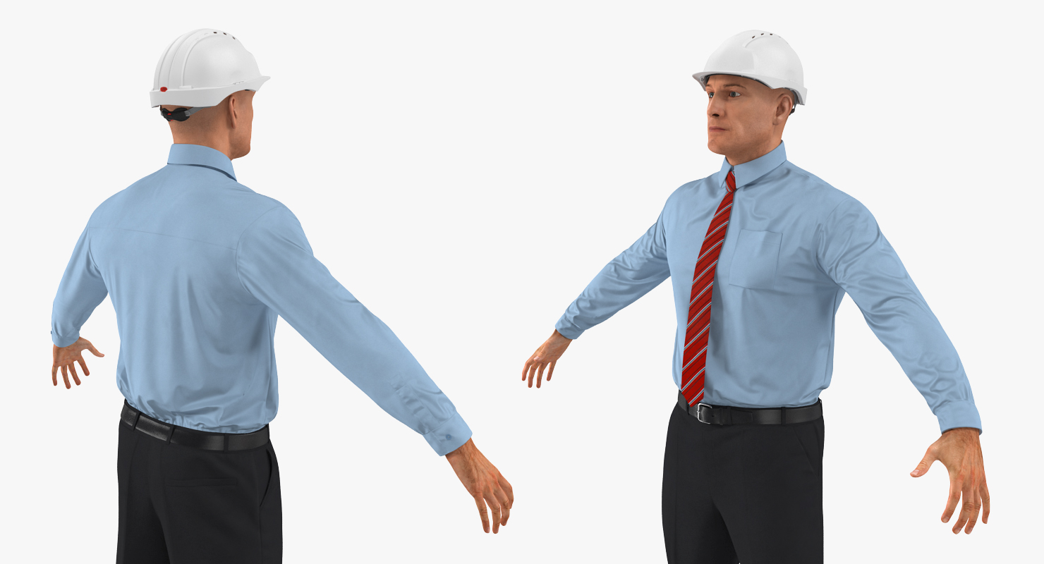 Construction Engineer in Hardhat Rigged 3D model