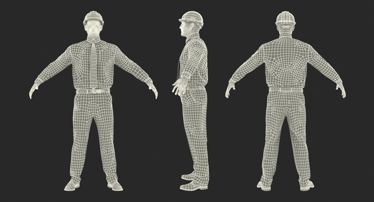 Construction Engineer in Hardhat Rigged 3D model