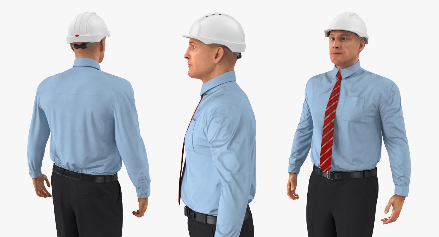 Construction Engineer in Hardhat Rigged 3D model