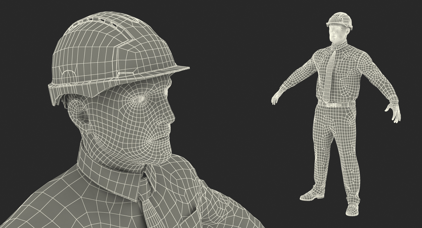 Construction Engineer in Hardhat Rigged 3D model