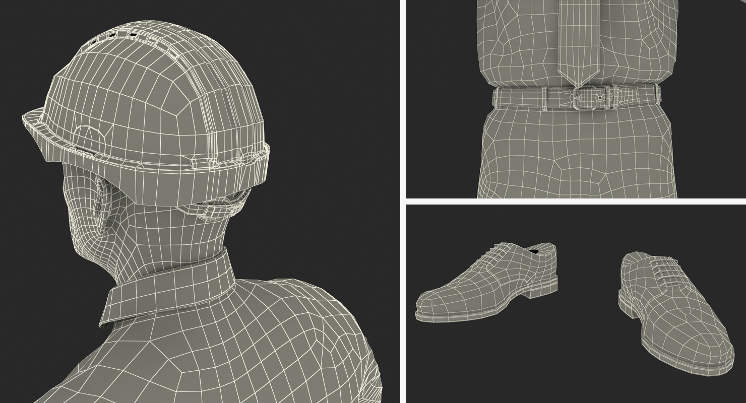 Construction Engineer in Hardhat Rigged 3D model