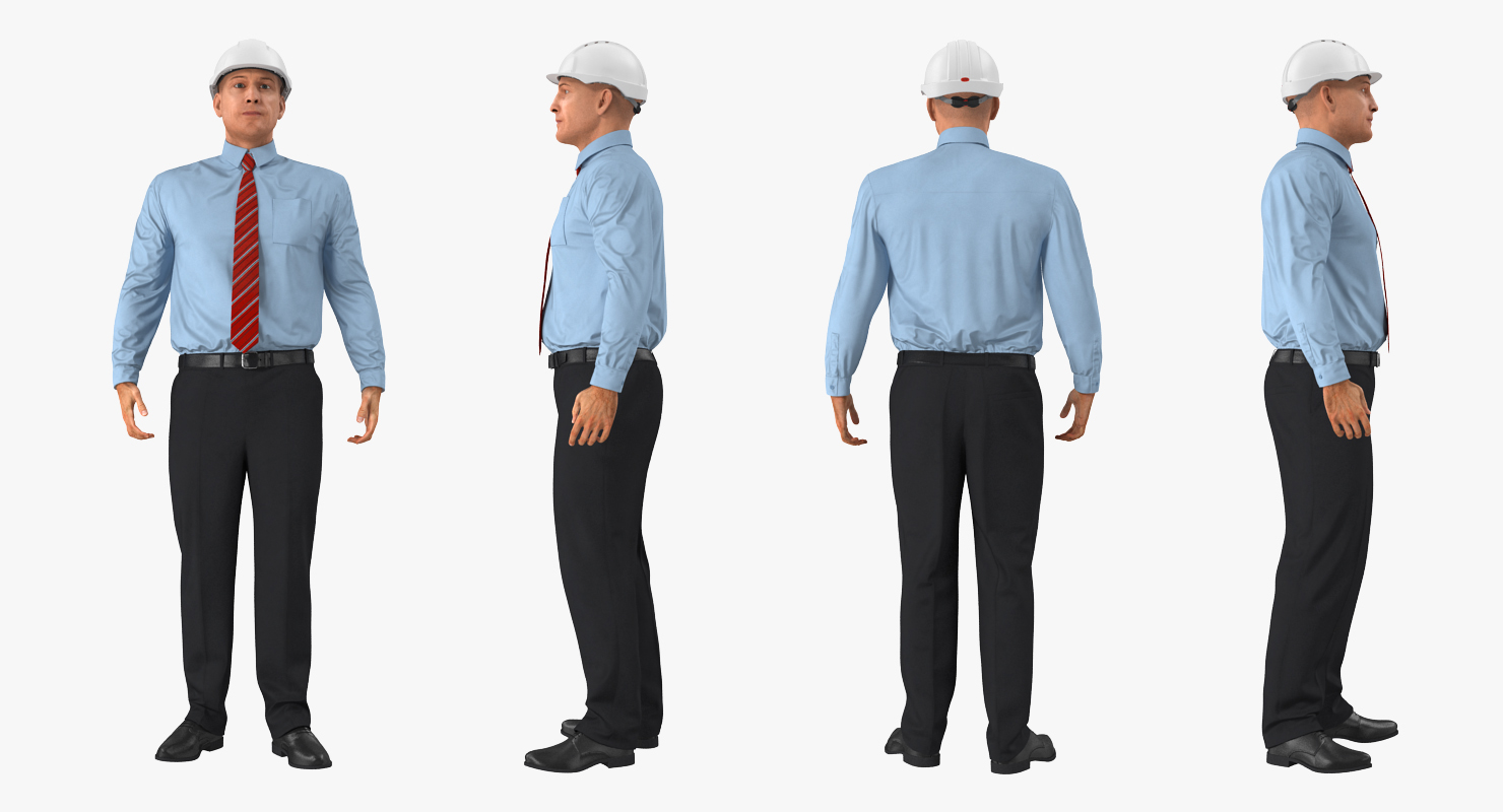 Construction Engineer in Hardhat Rigged 3D model