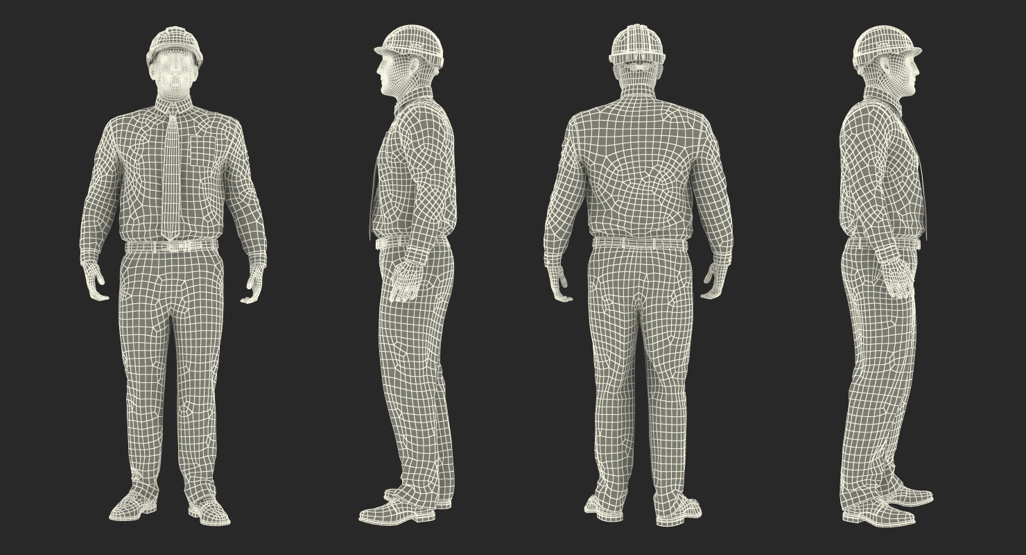 Construction Engineer in Hardhat Rigged 3D model