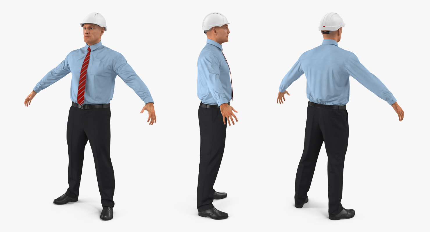 Construction Engineer in Hardhat Rigged 3D model