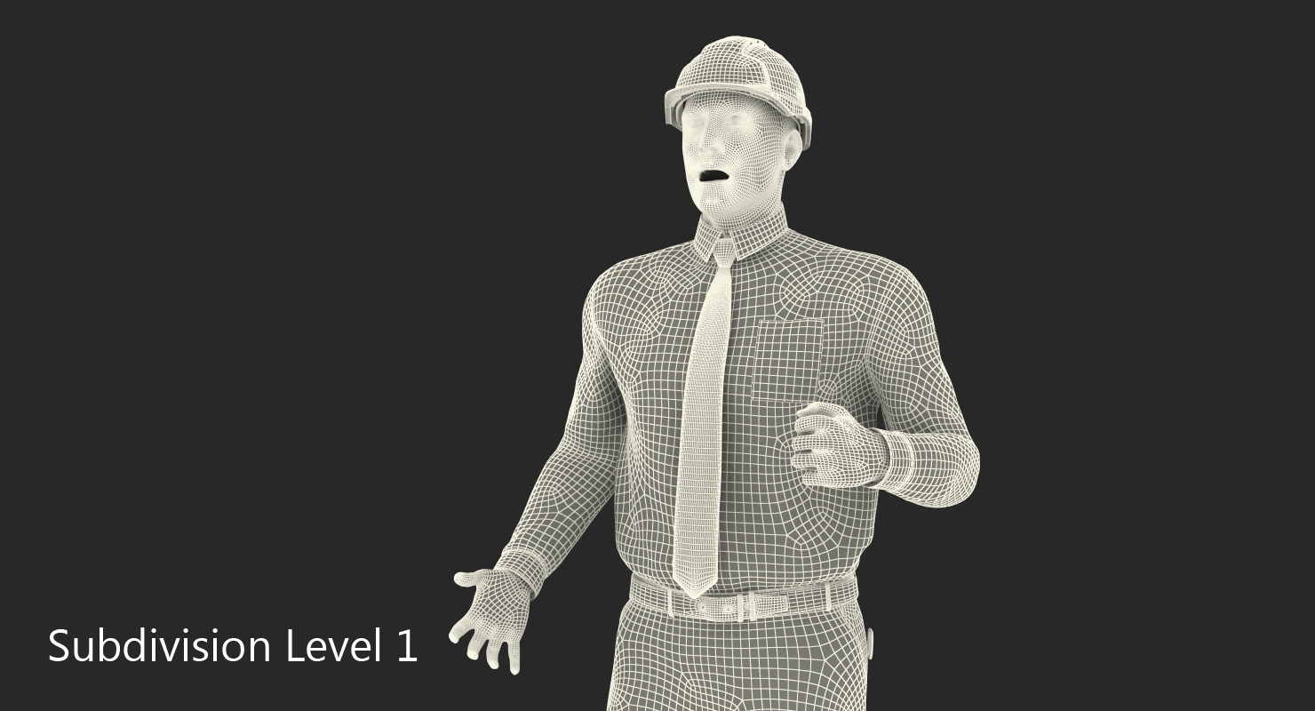 Construction Engineer in Hardhat Rigged 3D model