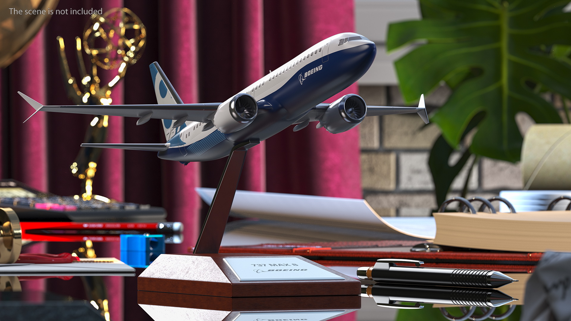 Boeing 737 Max 8 Scale Model with Stand 3D model