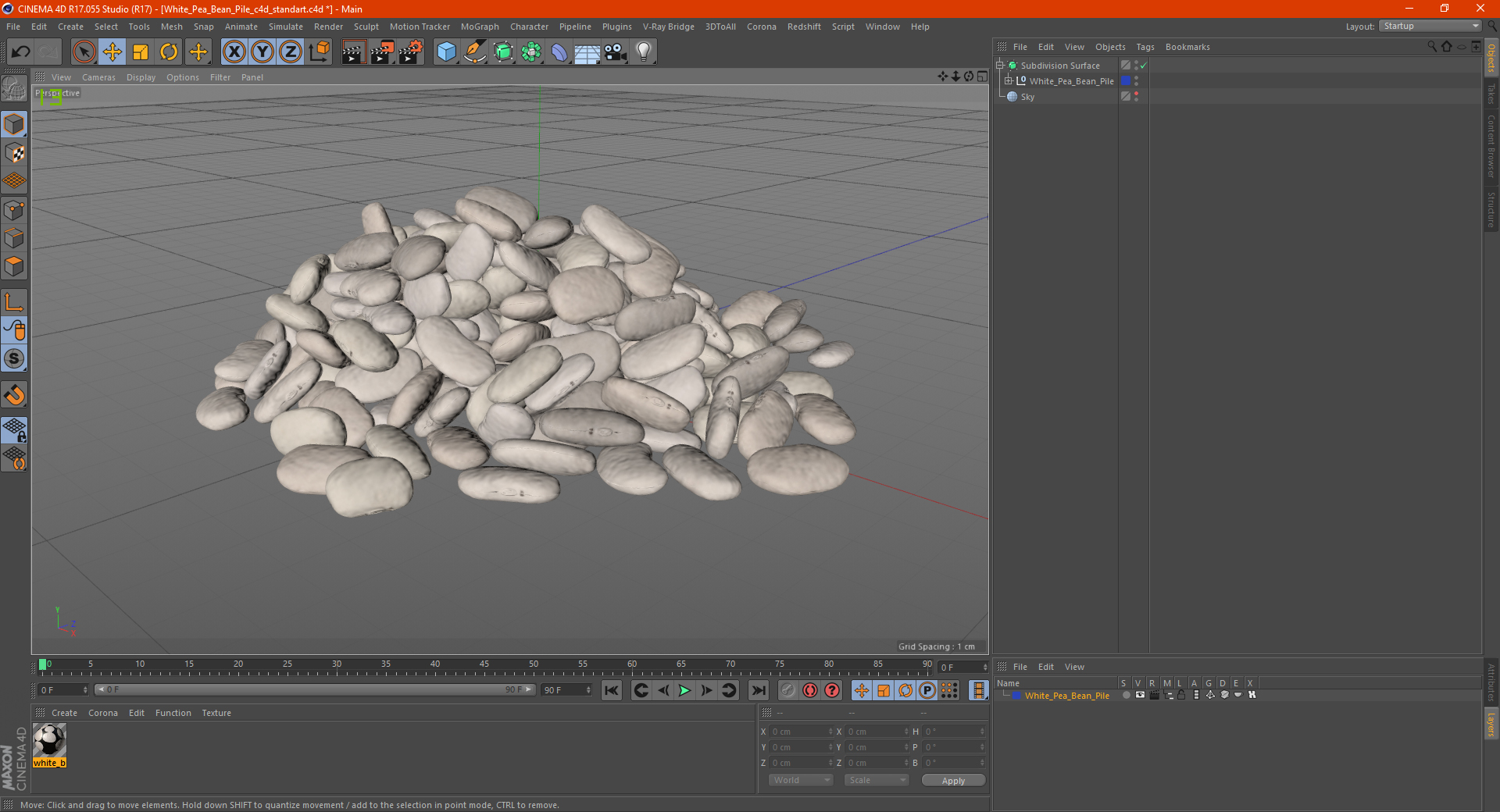 White Pea Bean Pile 3D model