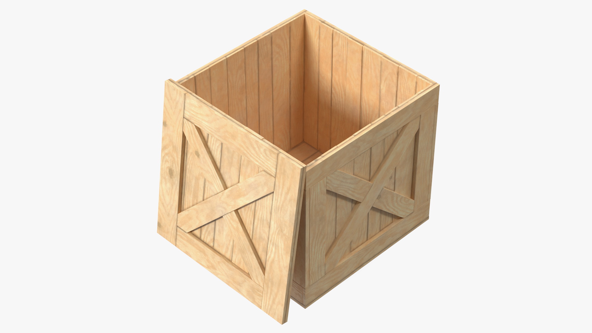 3D Wooden Shipping Box with Lid model