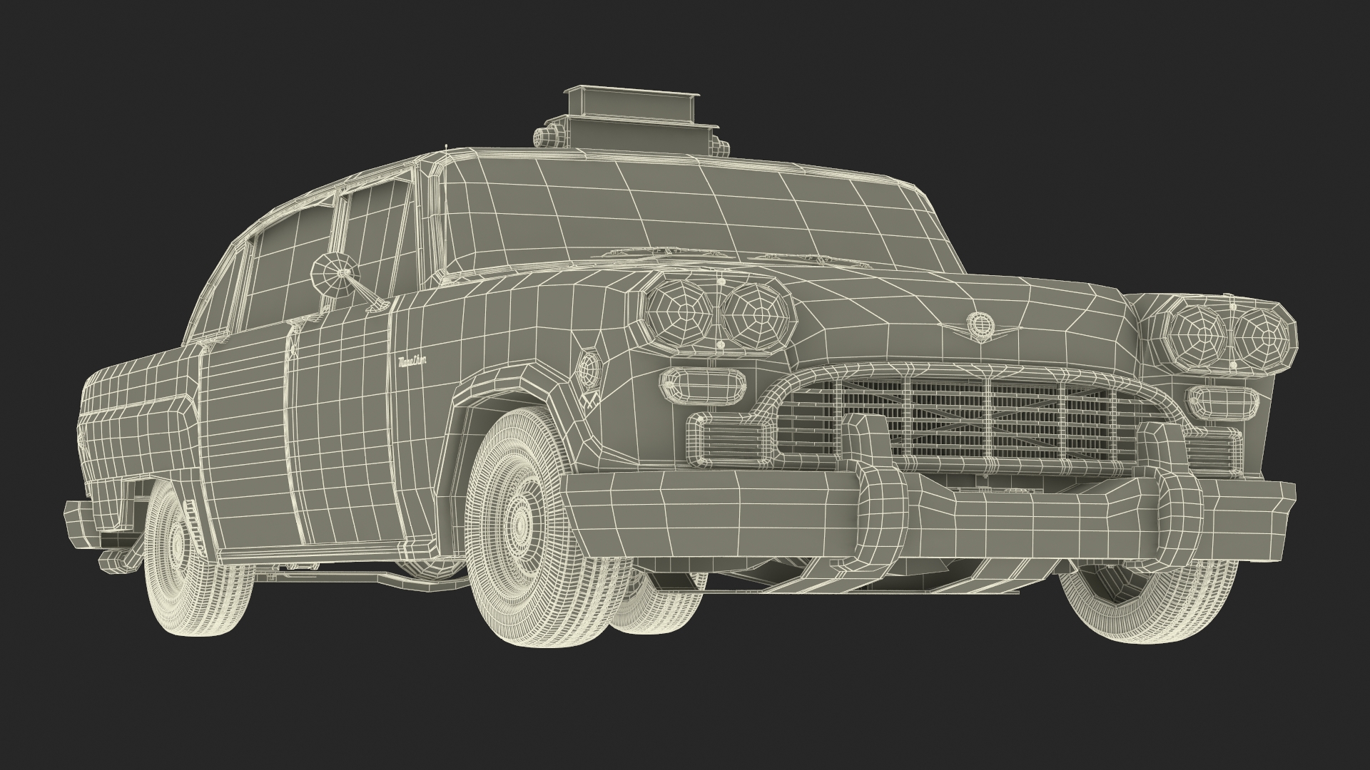 Vintage Checker Taxi Cab 3D model