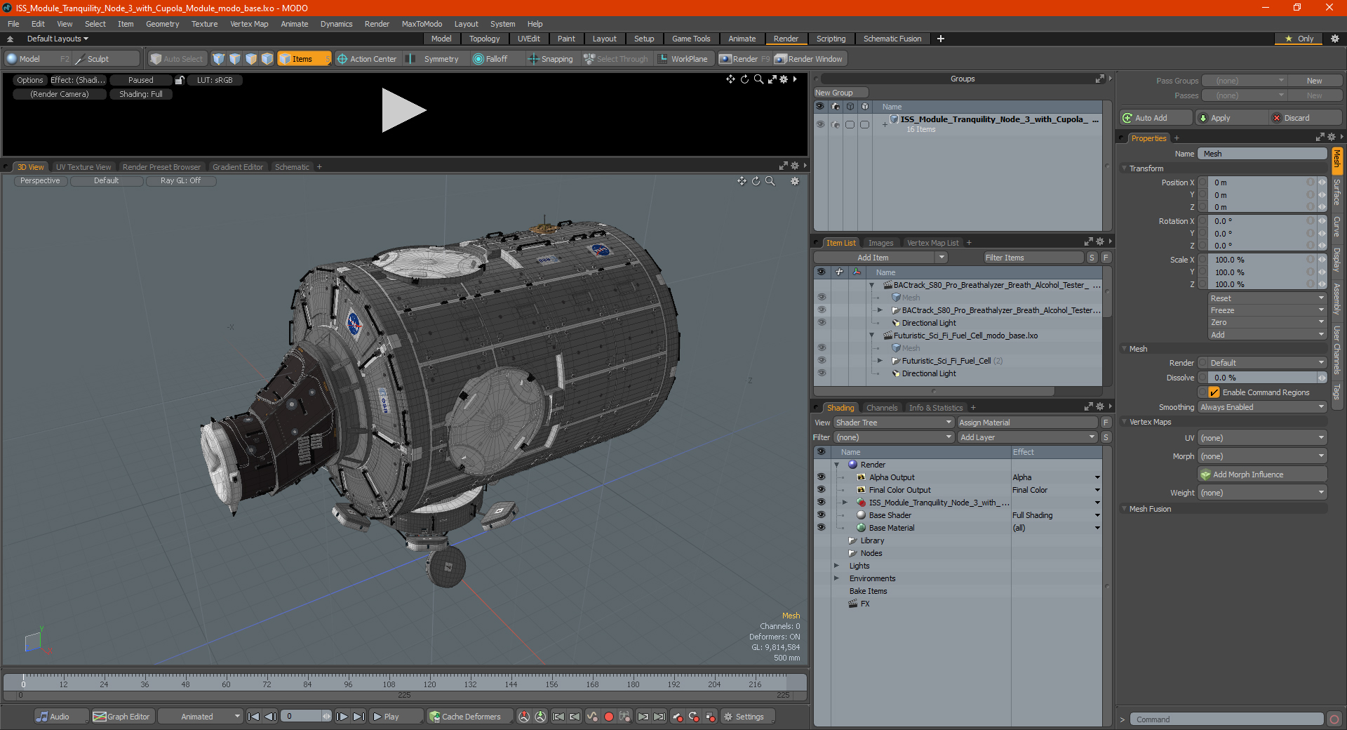 3D ISS Module Tranquility Node 3 with Cupola Module model