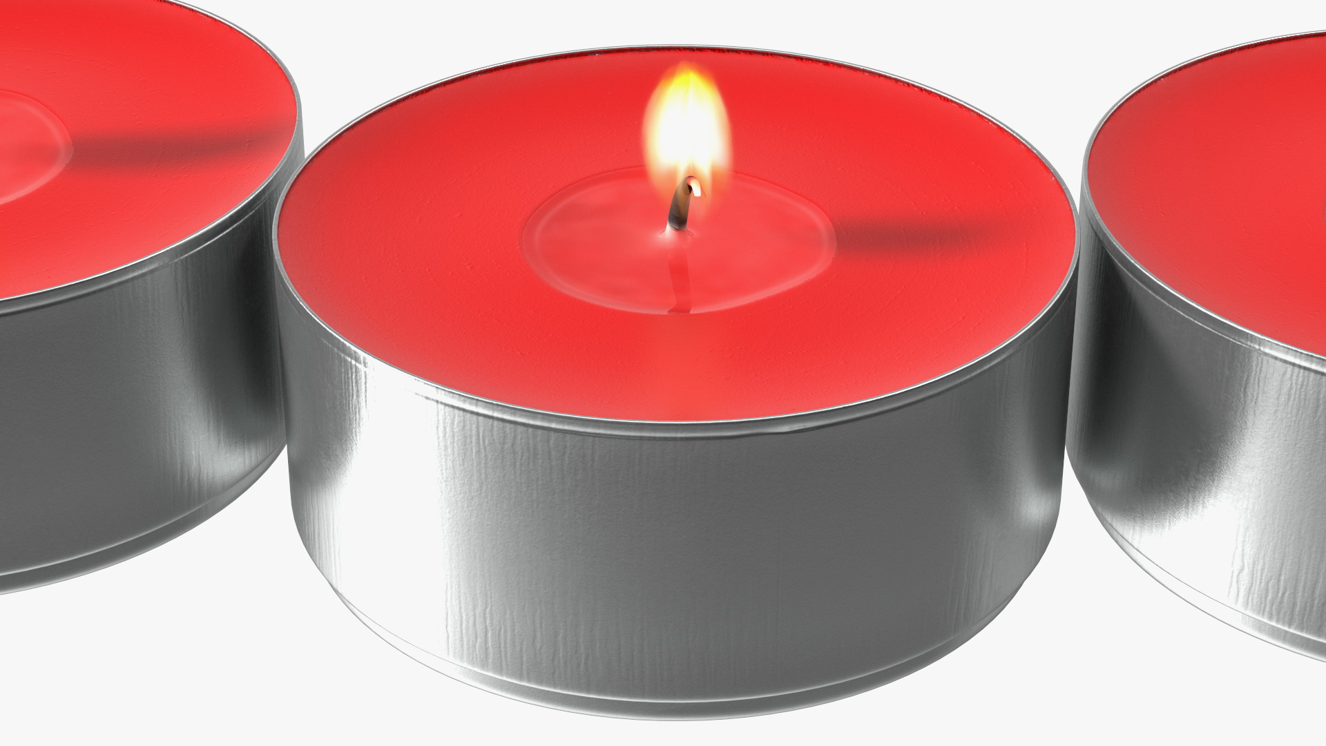 Red Tea Light Candles Heart Shaped 3D model