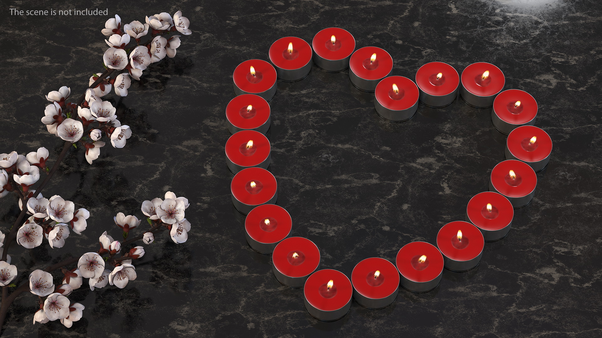 Red Tea Light Candles Heart Shaped 3D model