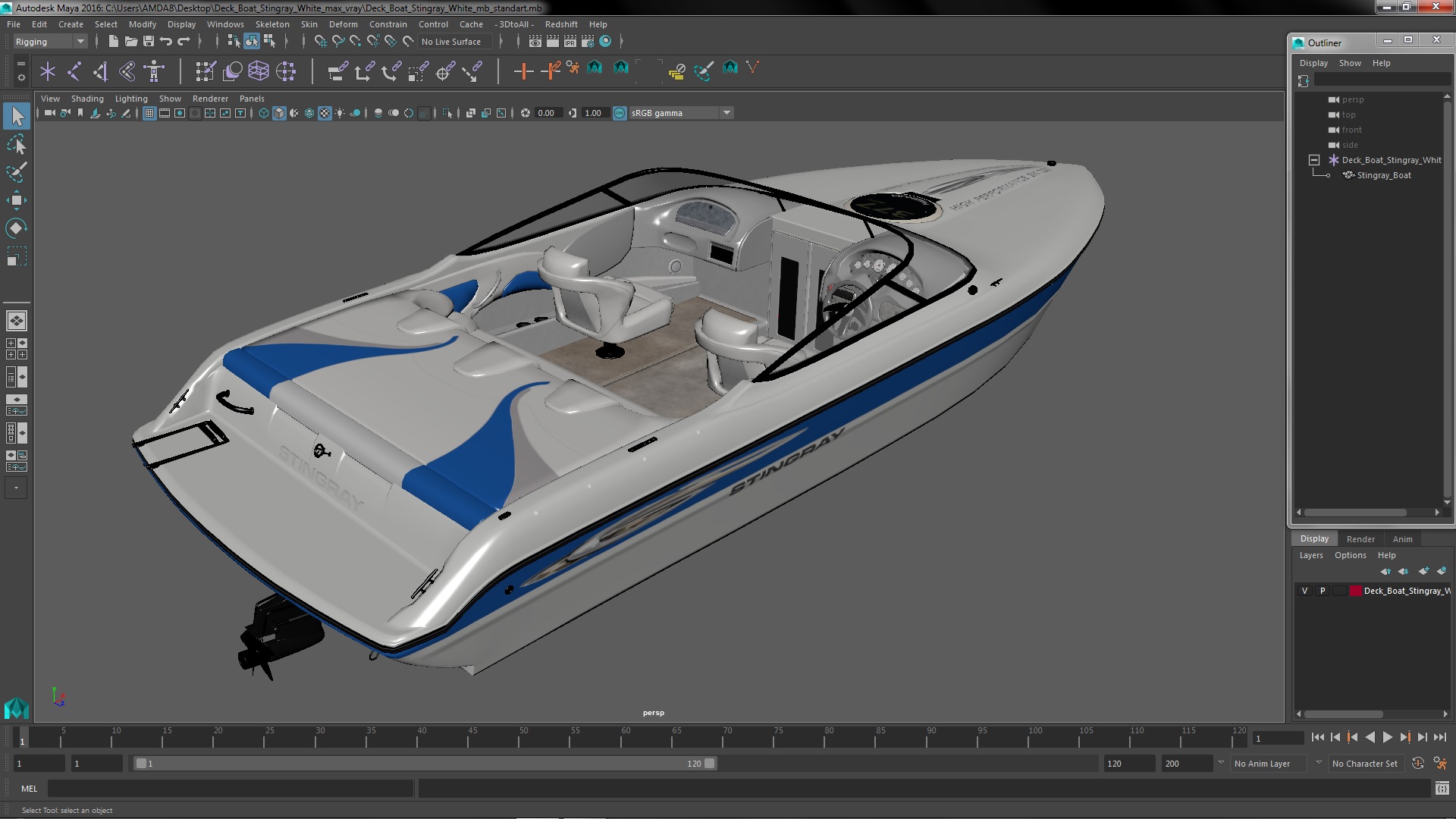 Deck Boat Stingray White 3D model