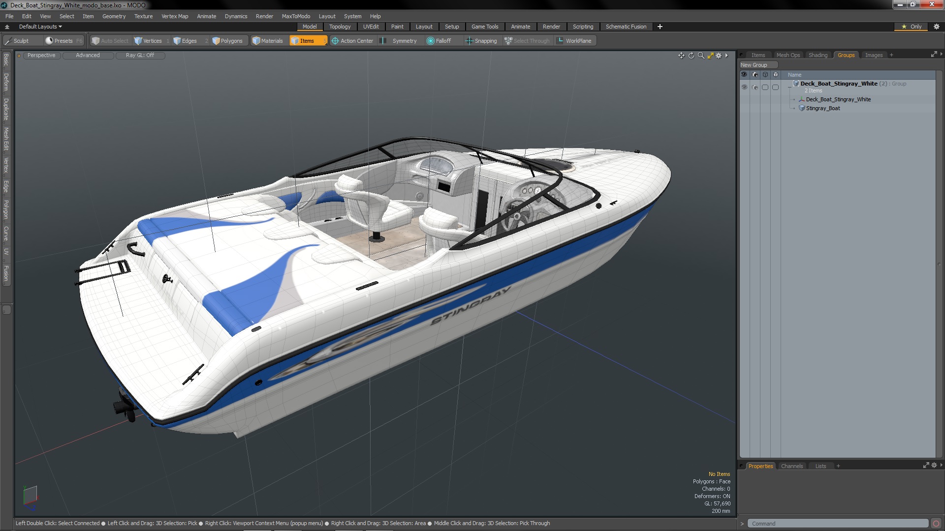 Deck Boat Stingray White 3D model