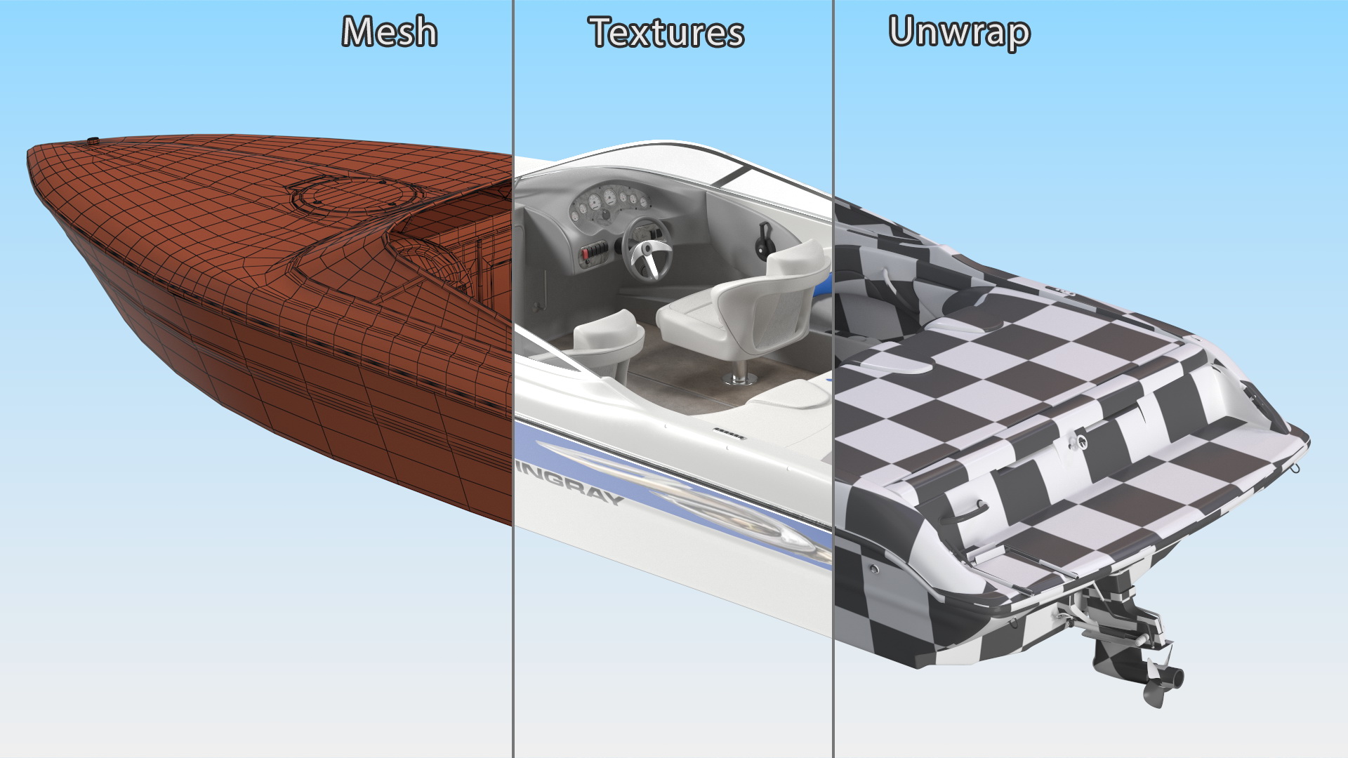 Deck Boat Stingray White 3D model