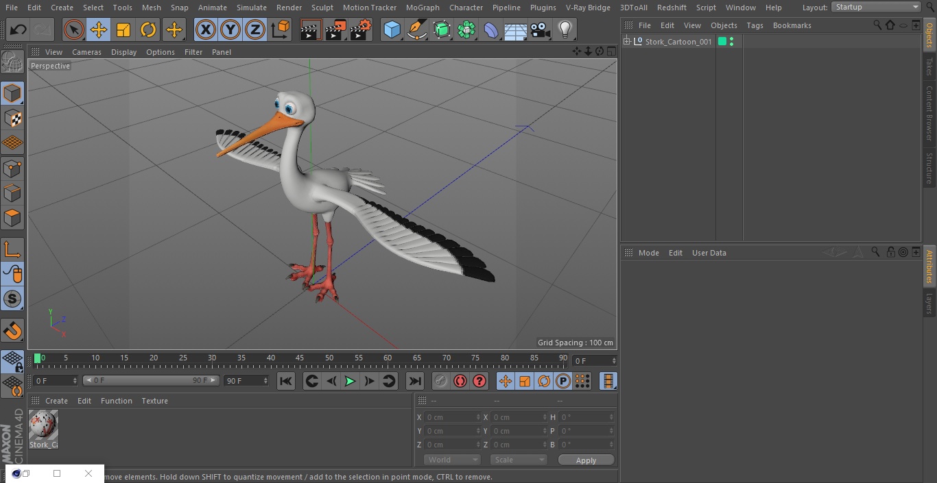 3D Stork Cartoon model