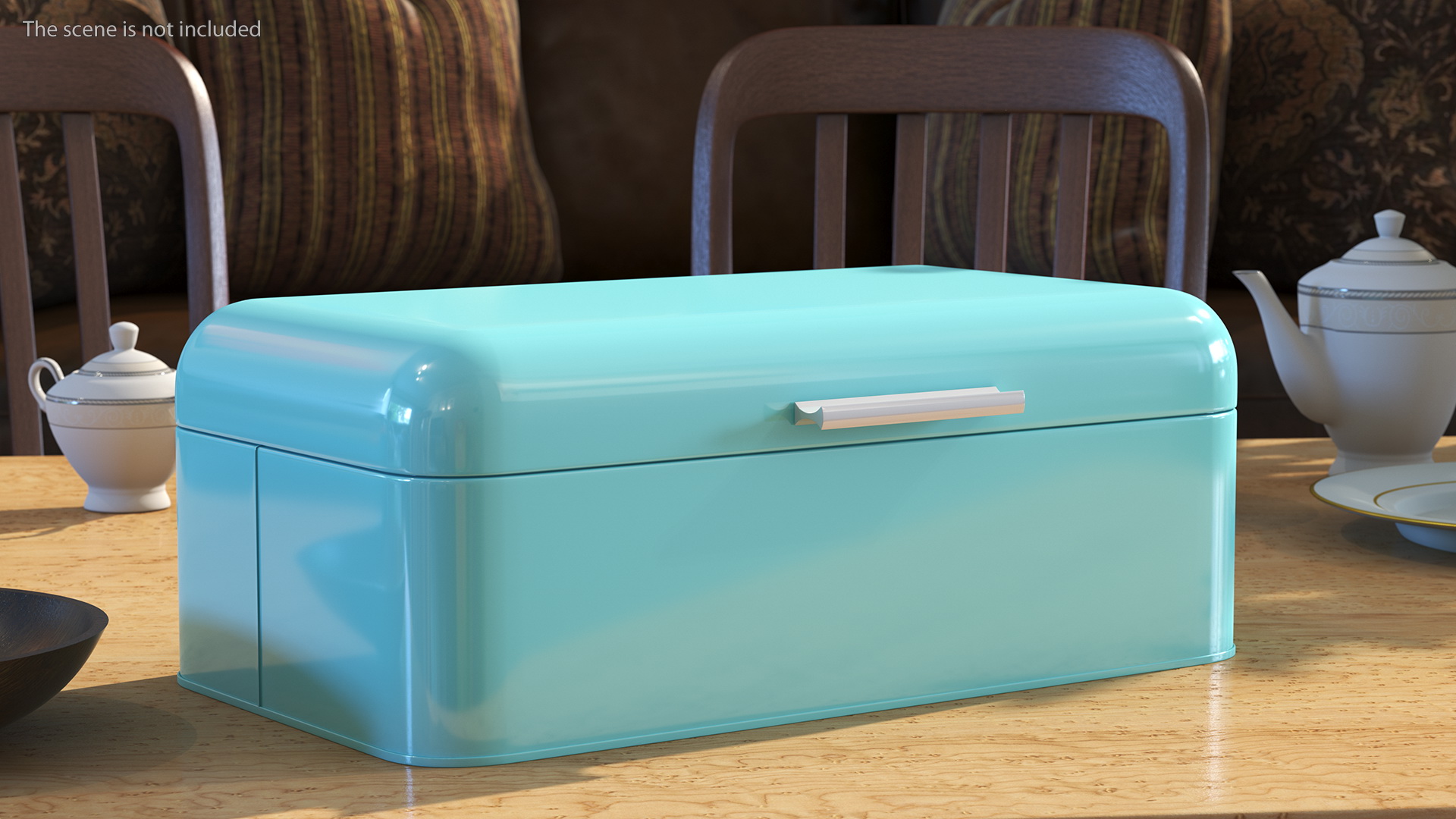 3D Metal Bread Bin Blue Clean