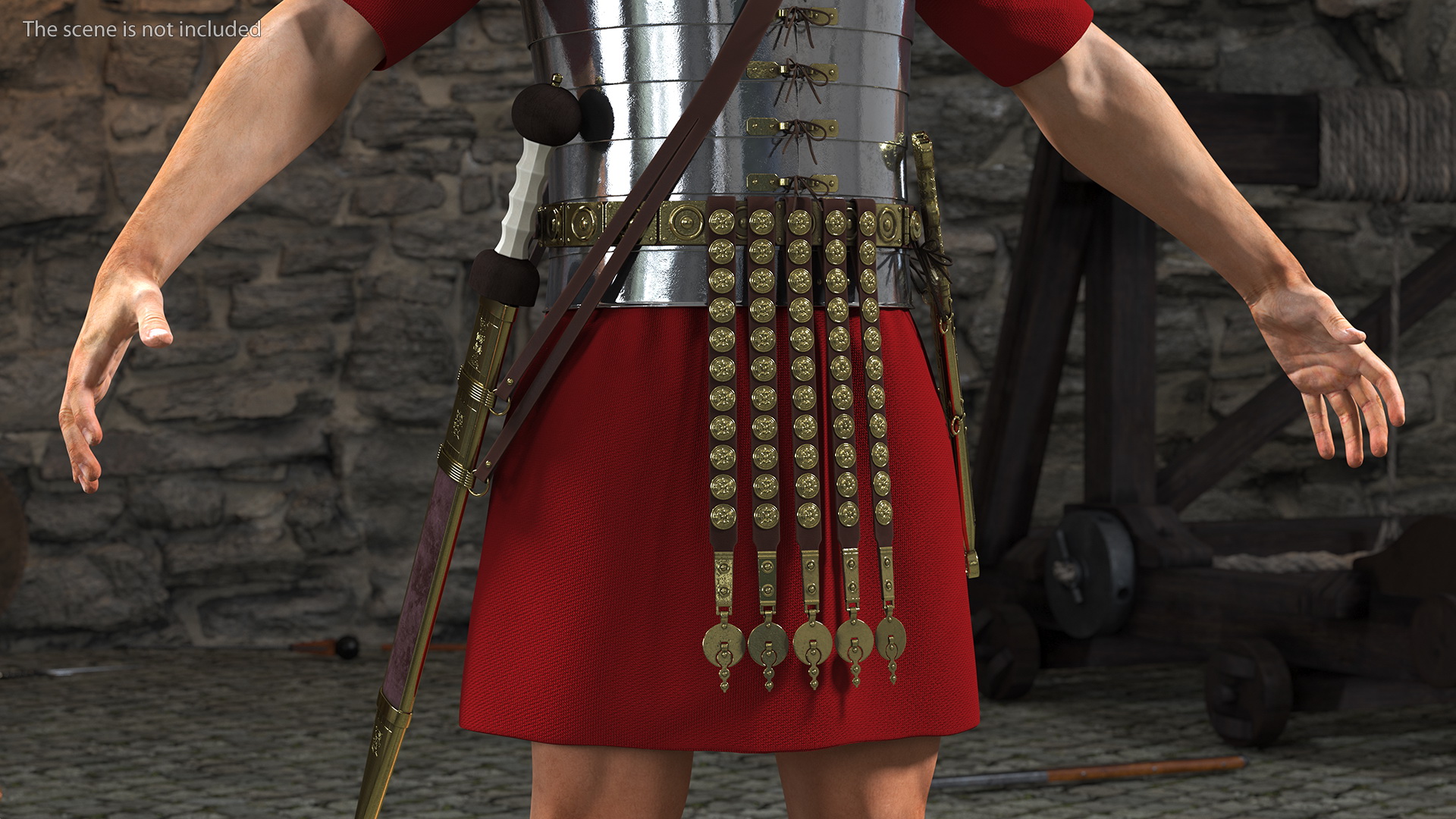 3D Roman Legionnaire A-Pose Fur model