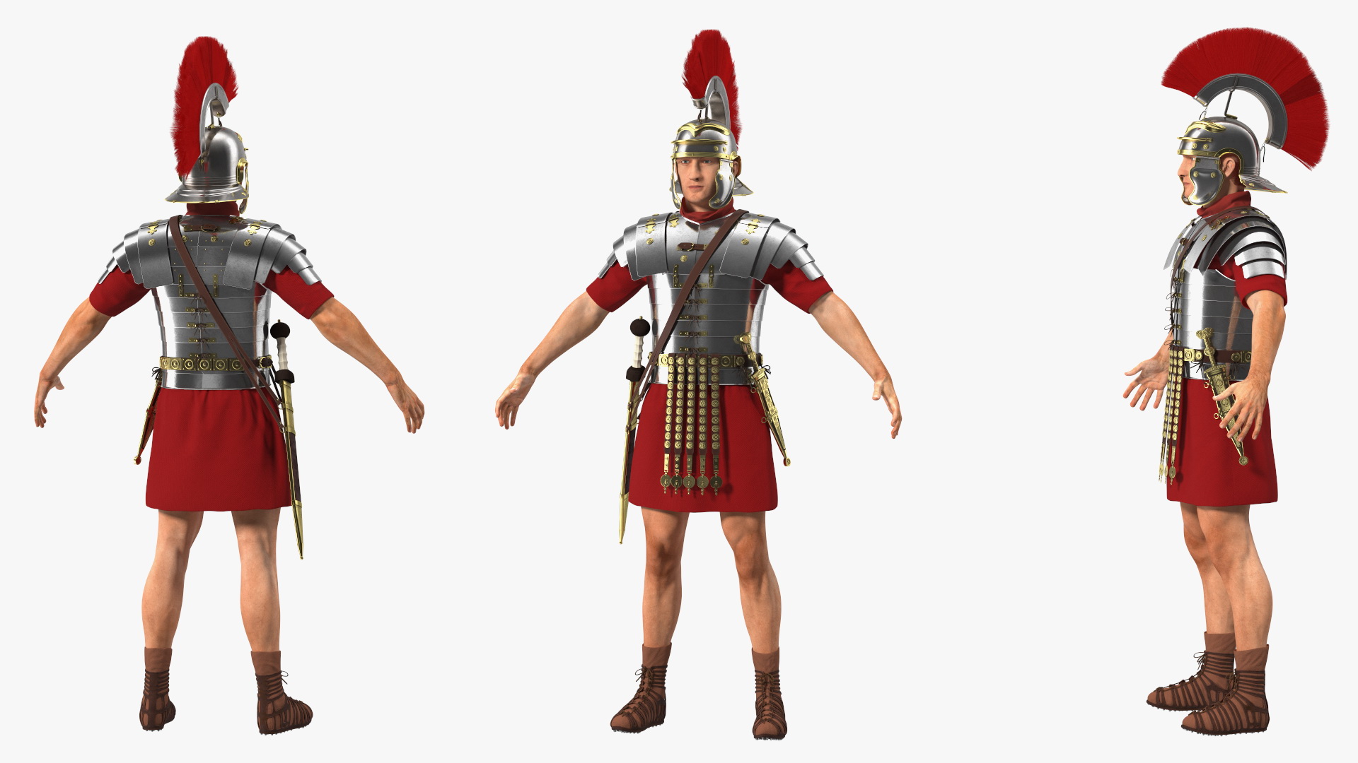 3D Roman Legionnaire A-Pose Fur model