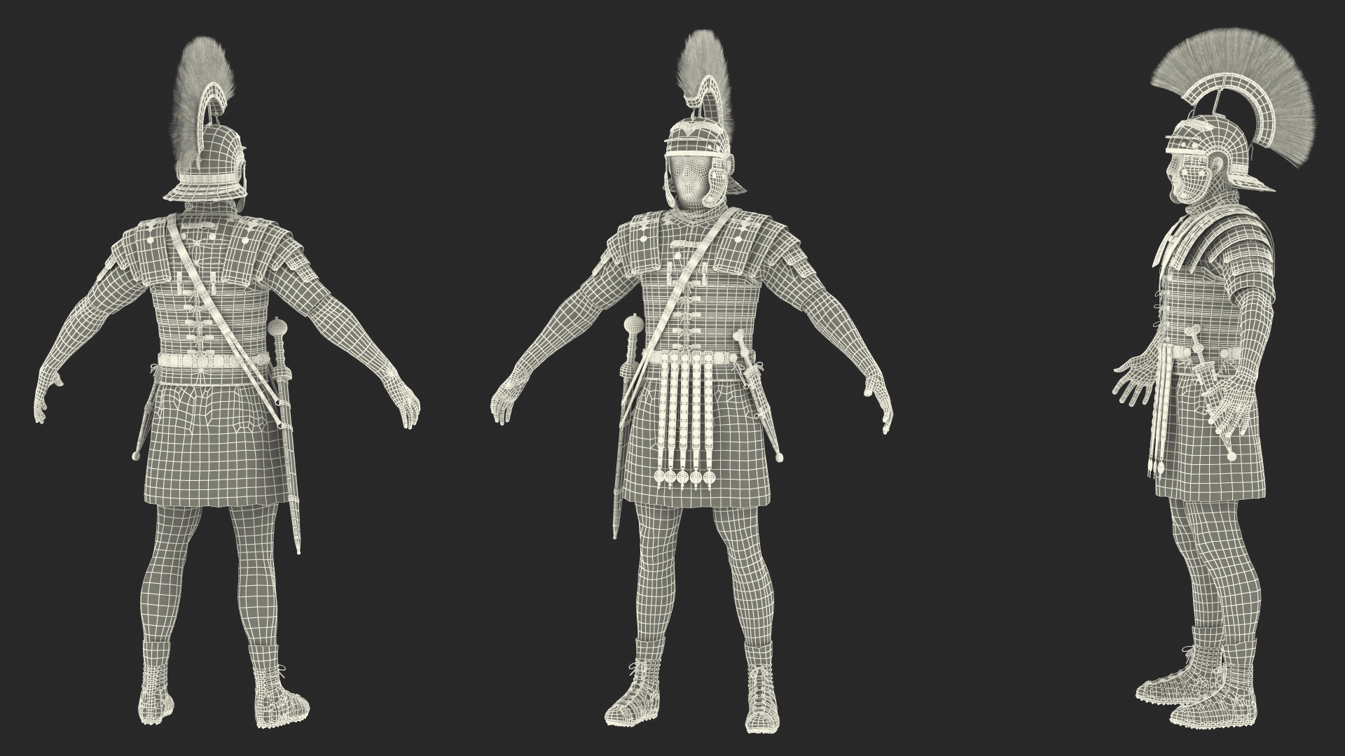 3D Roman Legionnaire A-Pose Fur model