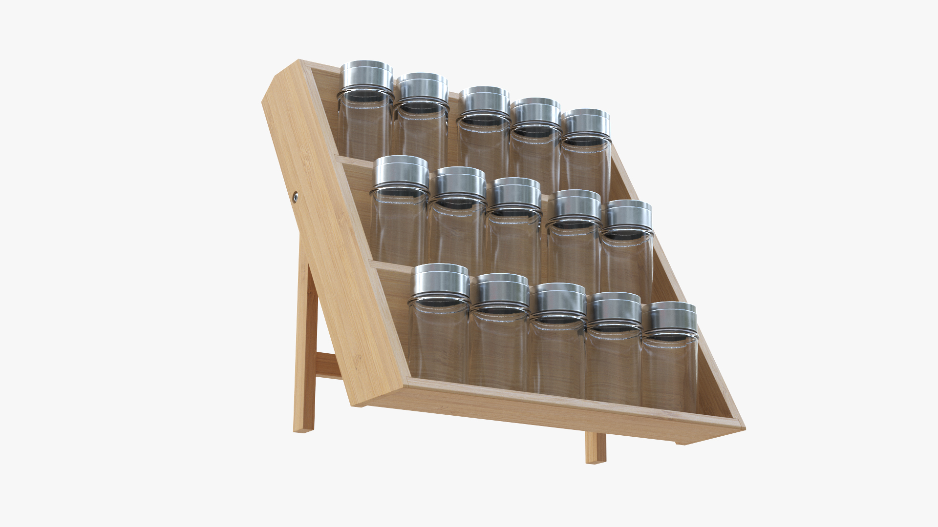 3D Wooden Spice Rack with Empty Jars model