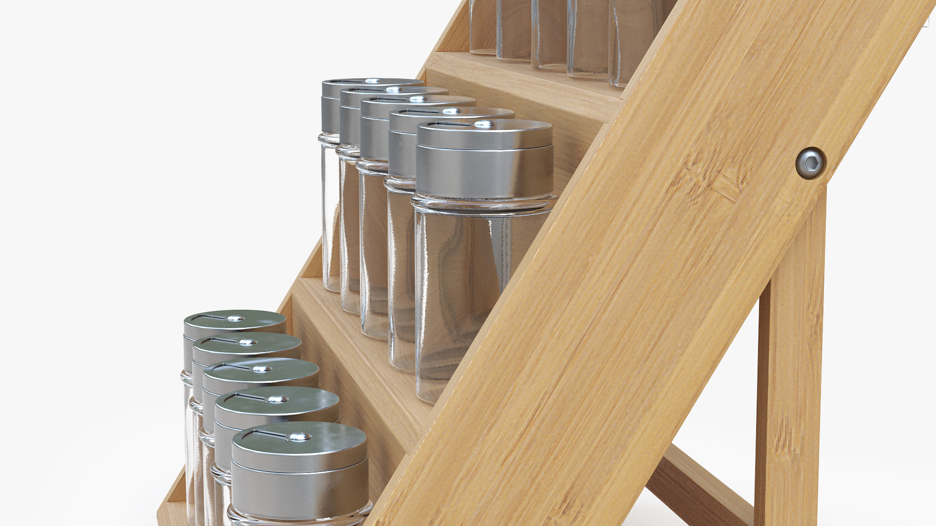 3D Wooden Spice Rack with Empty Jars model