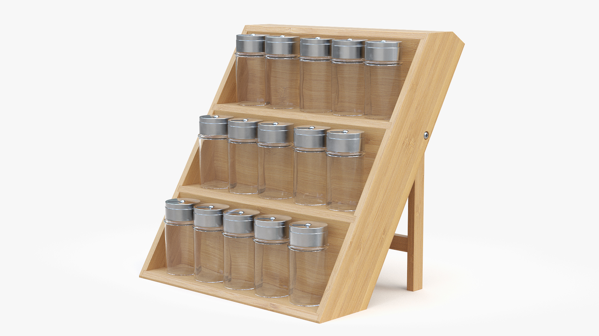 3D Wooden Spice Rack with Empty Jars model