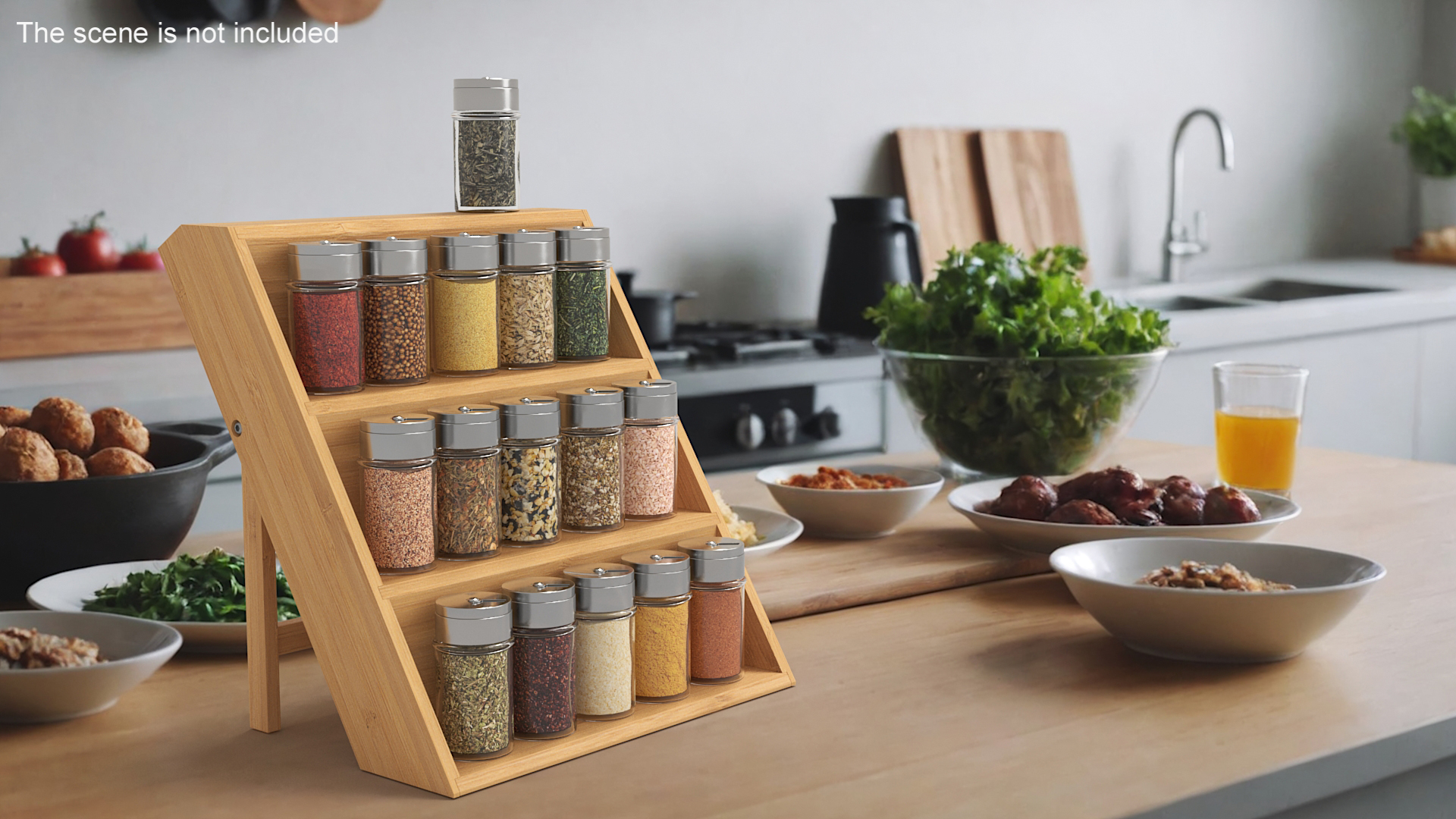 3D Wooden Spice Rack with Empty Jars model