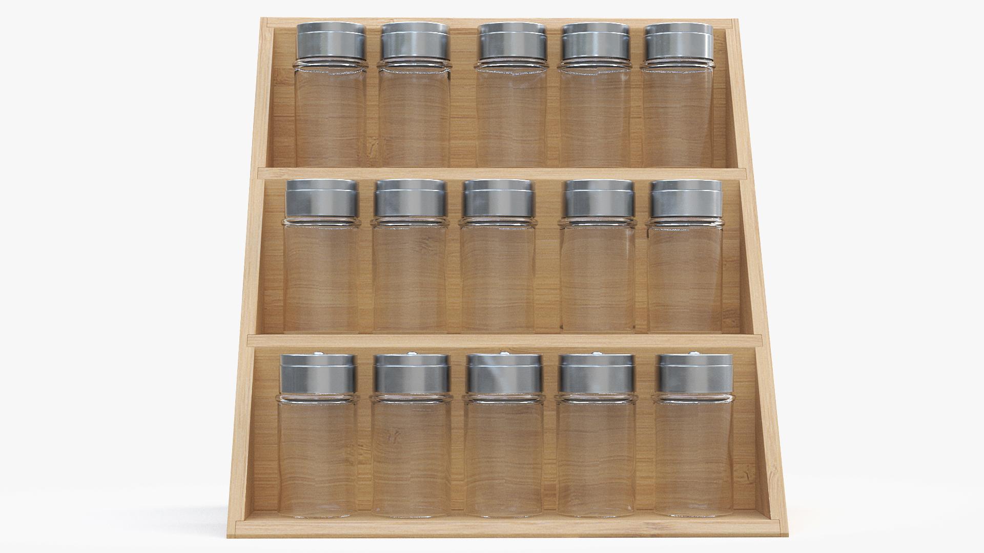 3D Wooden Spice Rack with Empty Jars model