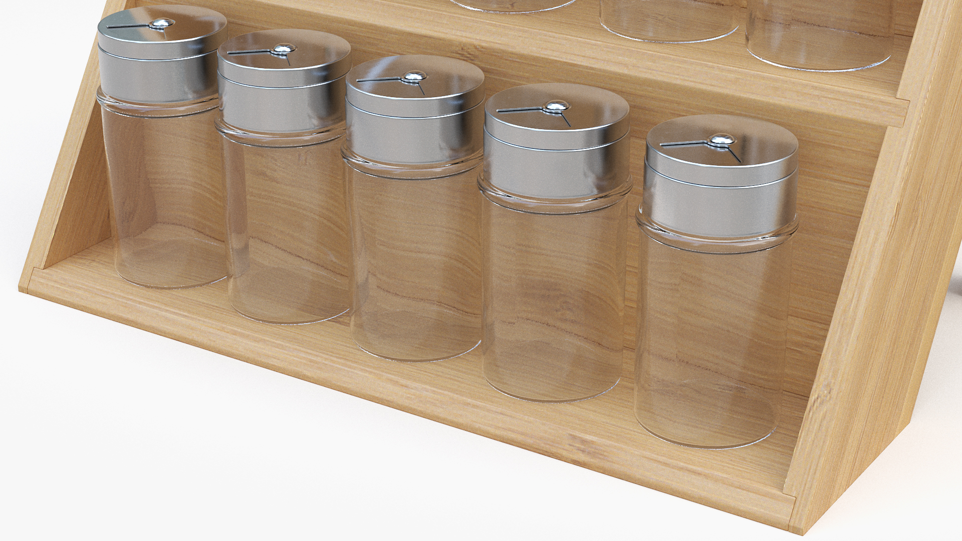 3D Wooden Spice Rack with Empty Jars model