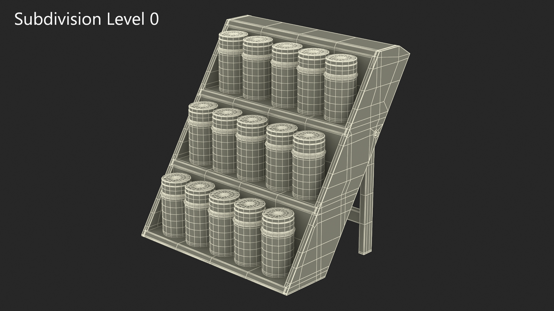 3D Wooden Spice Rack with Empty Jars model