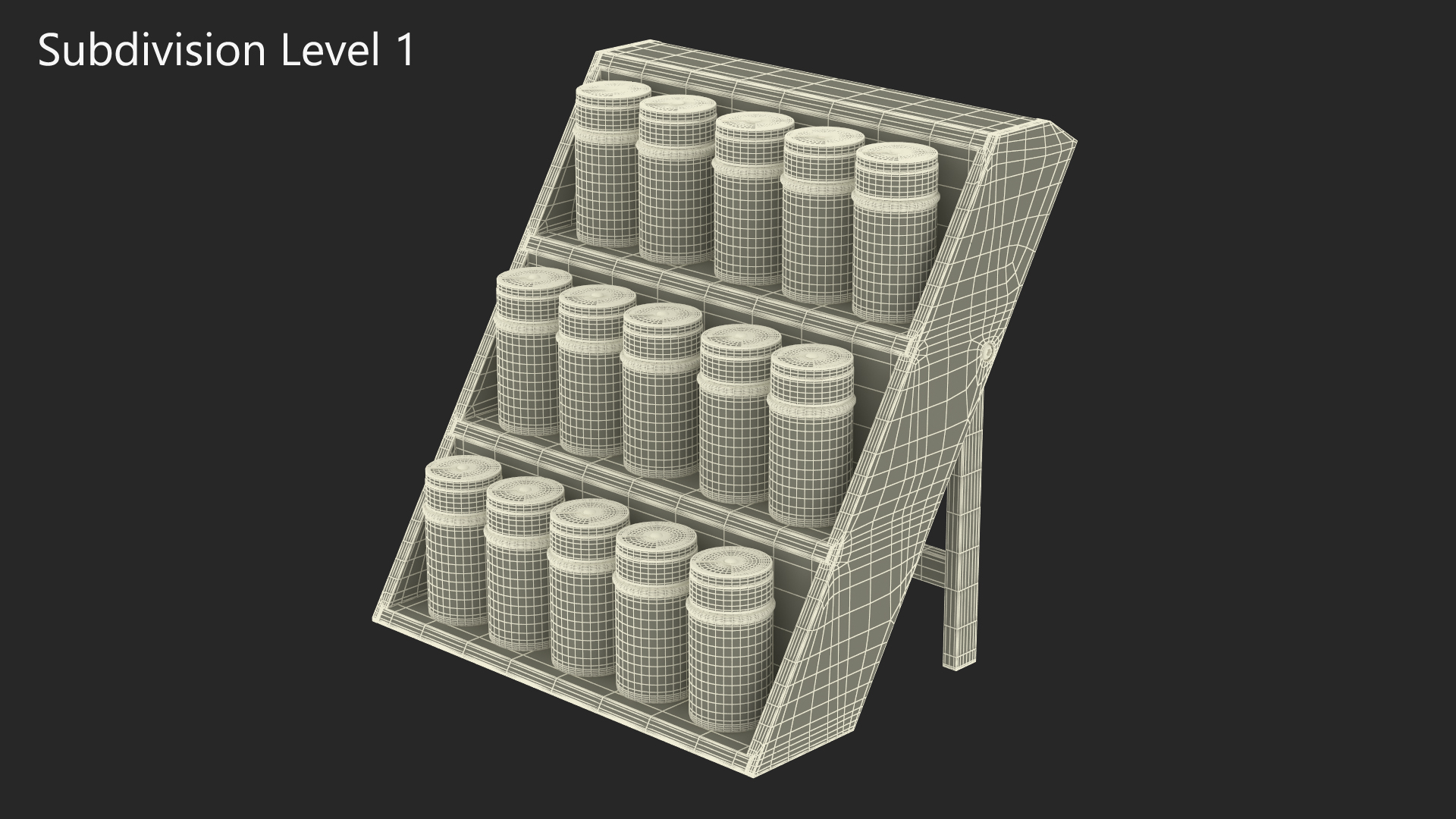 3D Wooden Spice Rack with Empty Jars model