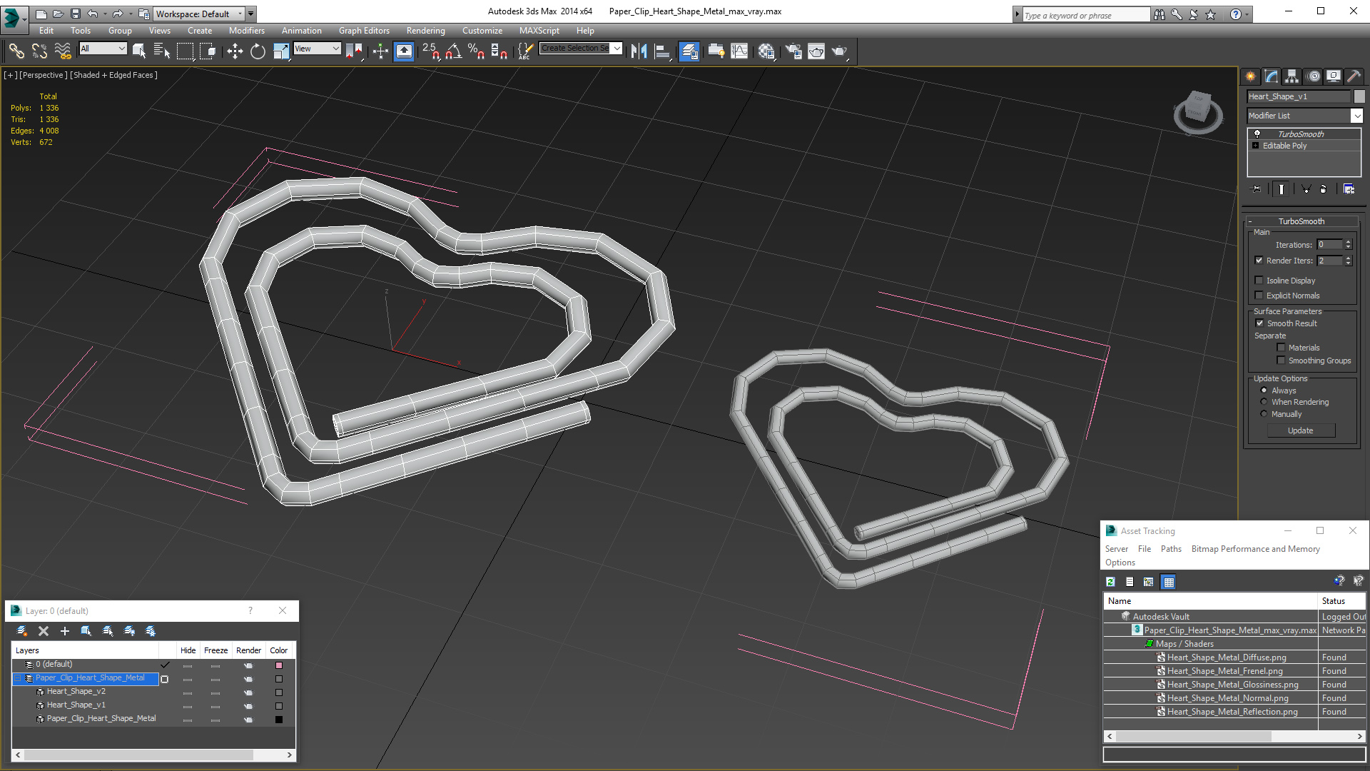 3D Paper Clip Heart Shape Metal model