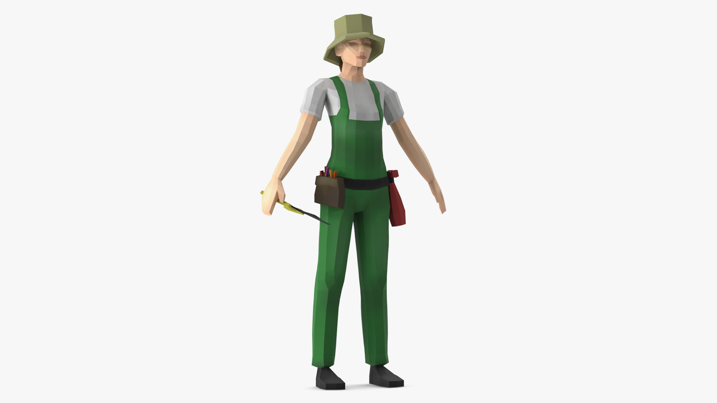 3D Gardener Low Poly Rigged for Maya model