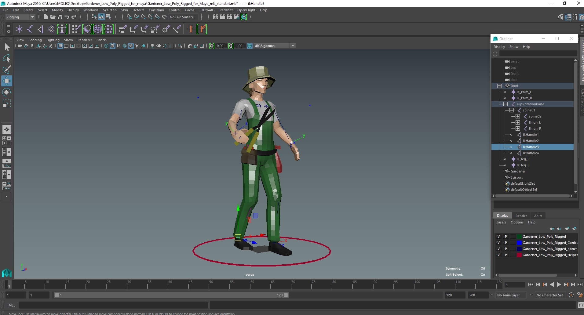 3D Gardener Low Poly Rigged for Maya model