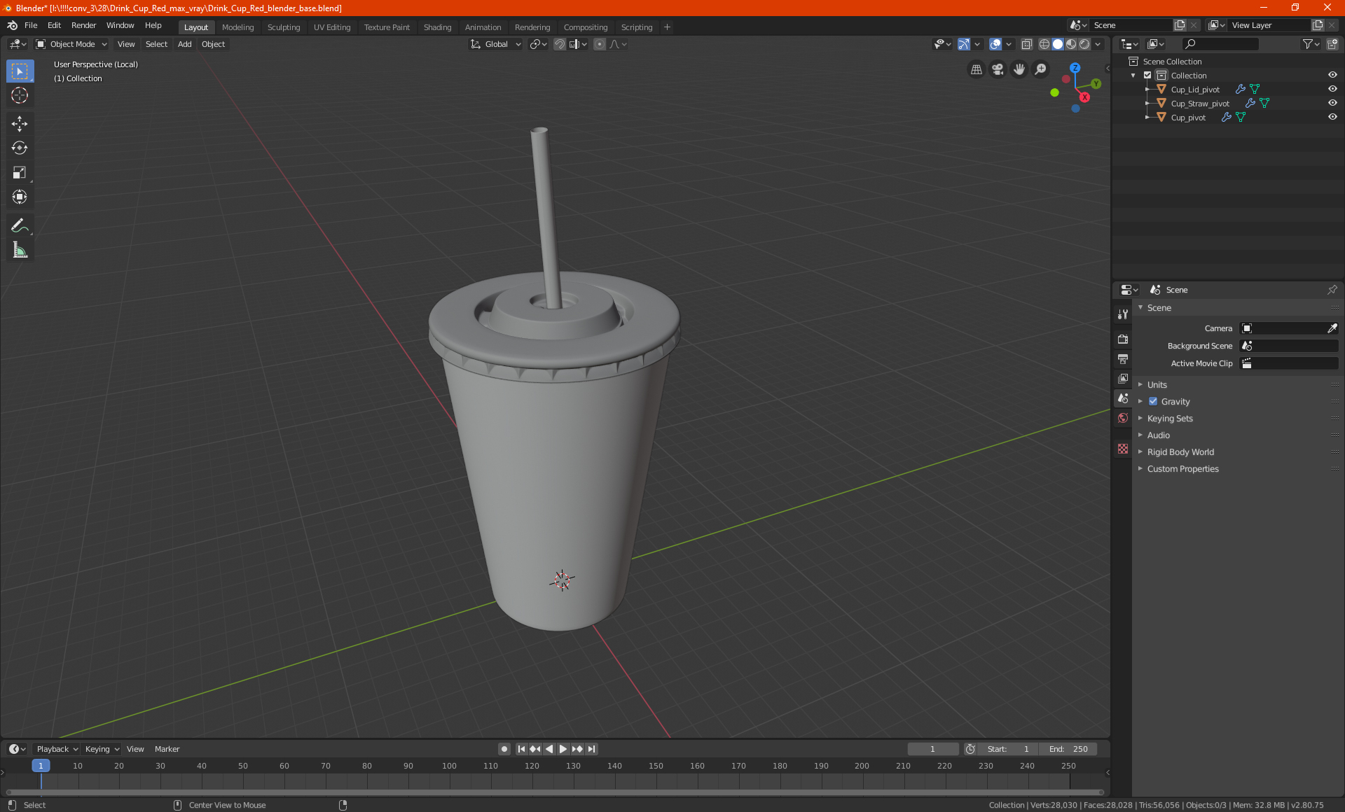 3D Drink Cup Red model