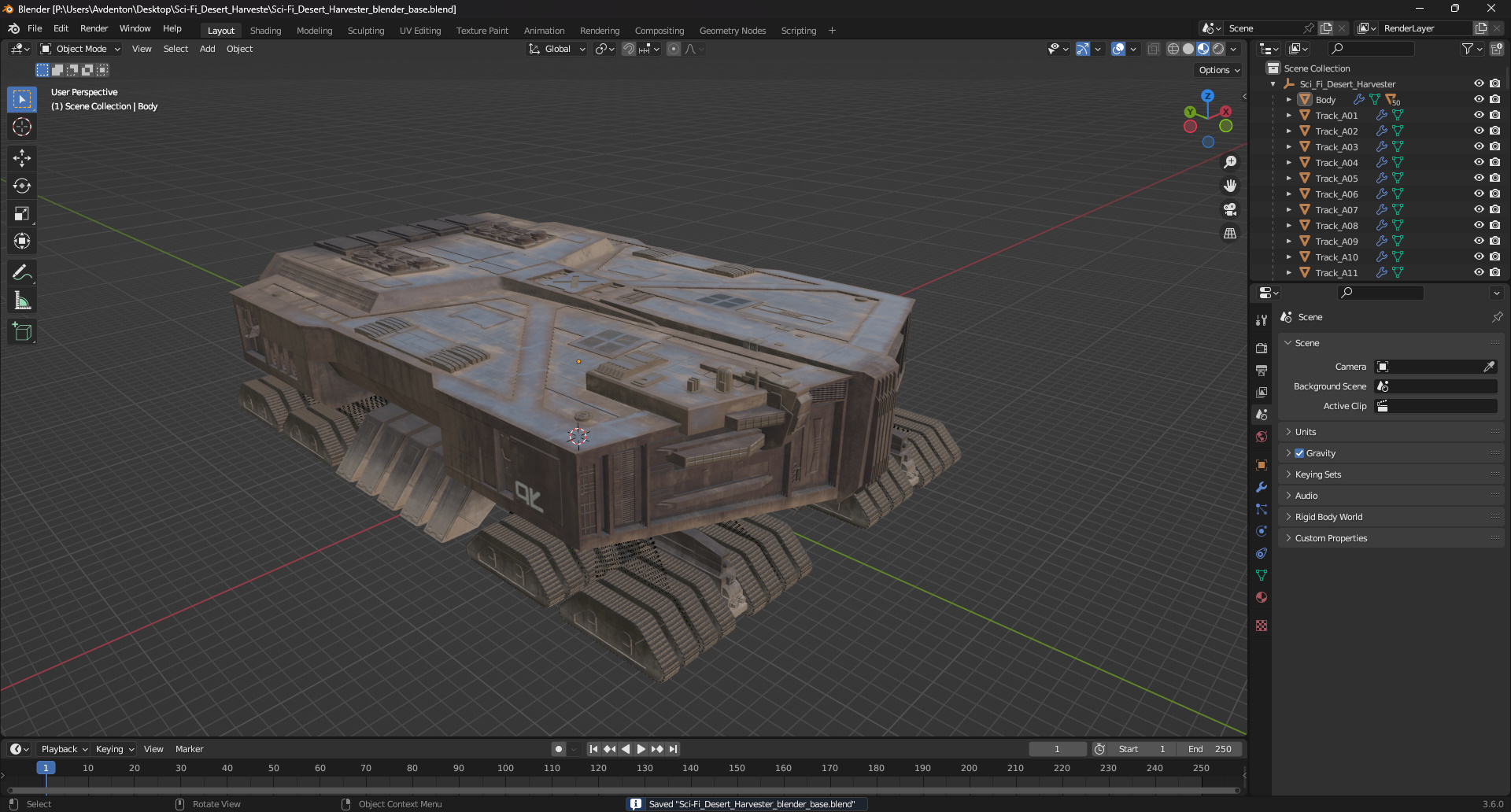 3D Sci-Fi Desert Harvester model