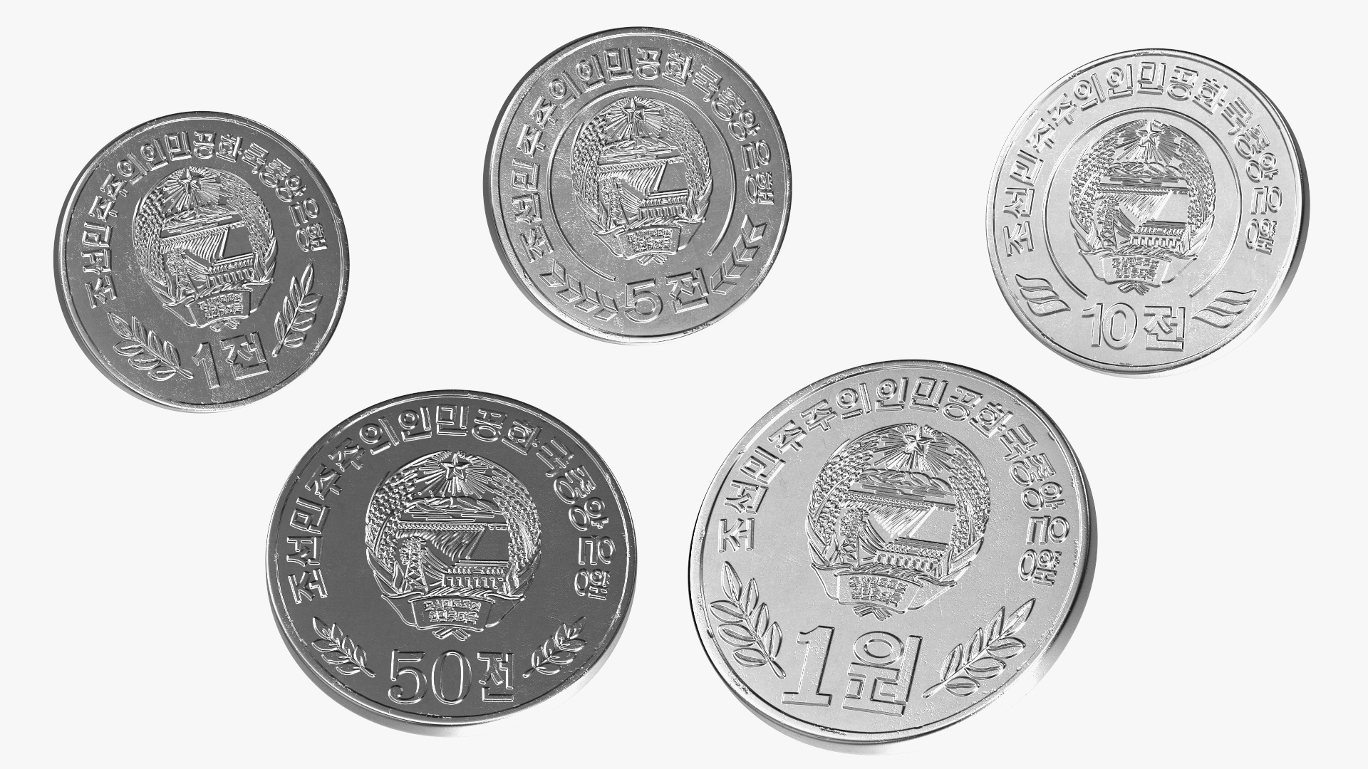 North Korea 2002 and 2008 Series Coins Set 3D