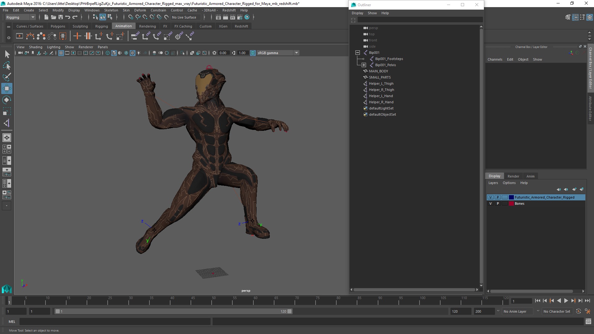 Futuristic Armored Character Rigged for Maya 3D model