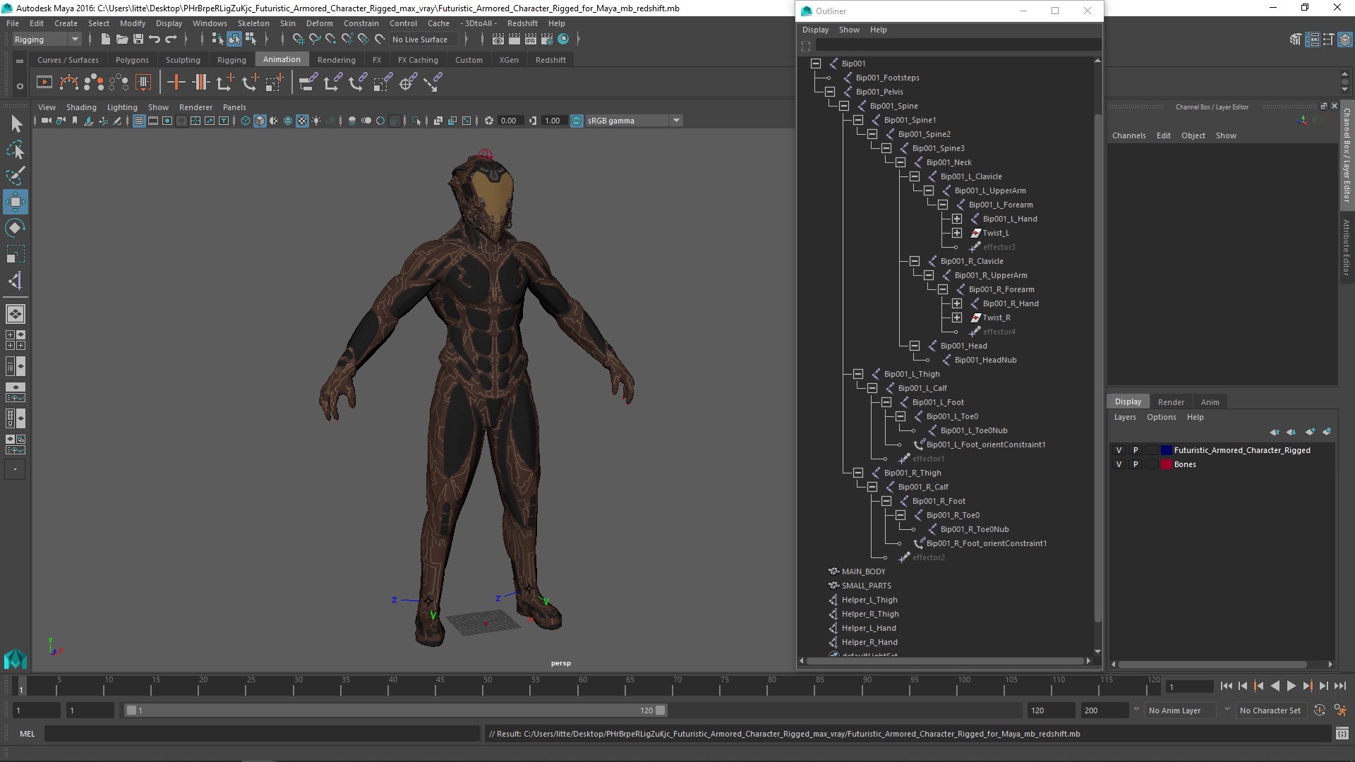 Futuristic Armored Character Rigged for Maya 3D model