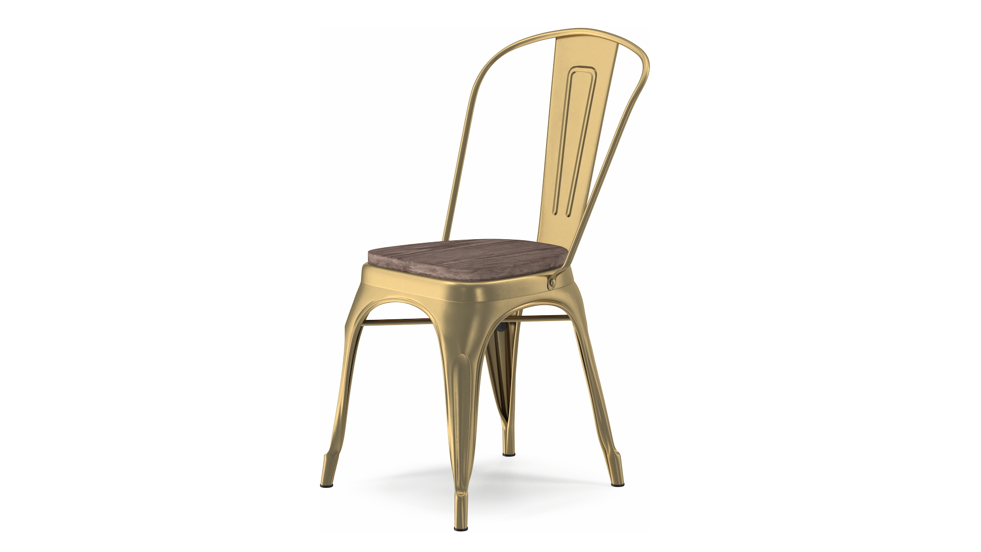 Bronze Stackable Chair Wooden Seat 3D model