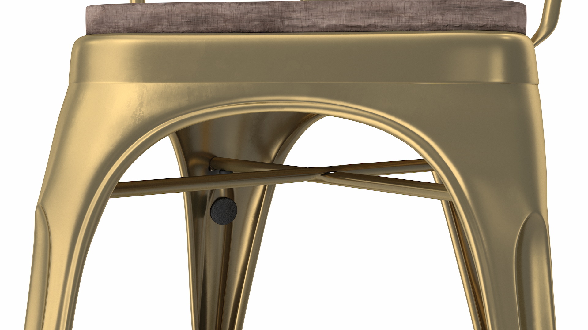 Bronze Stackable Chair Wooden Seat 3D model