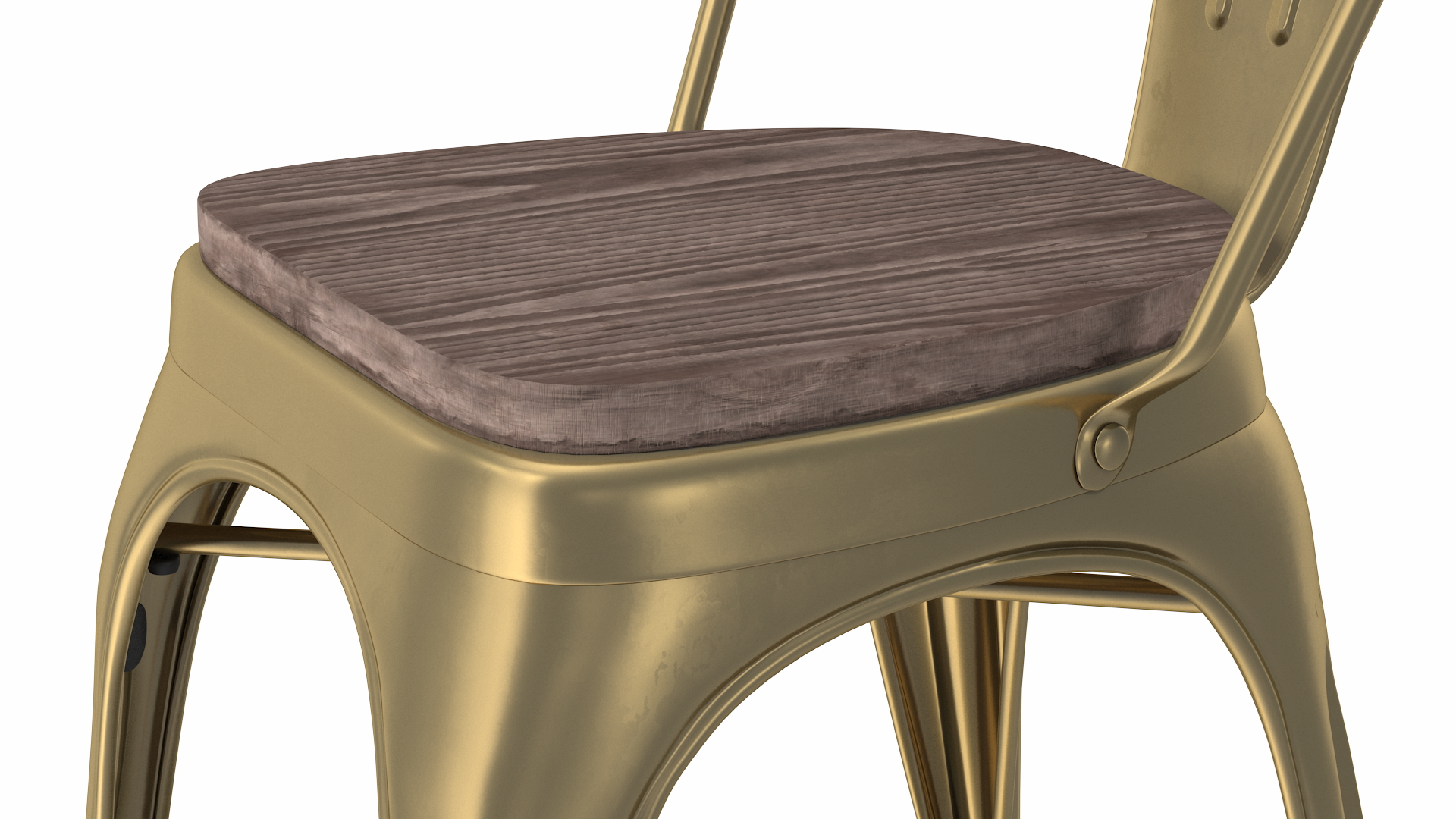 Bronze Stackable Chair Wooden Seat 3D model