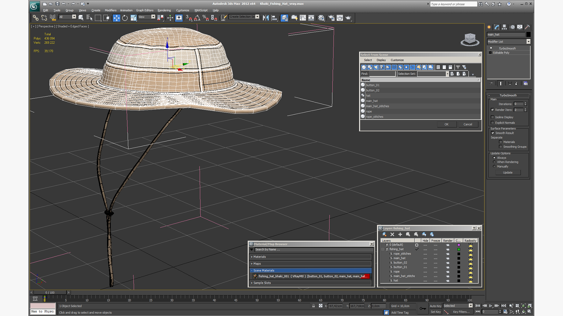 Khaki Fishing Hat 3D