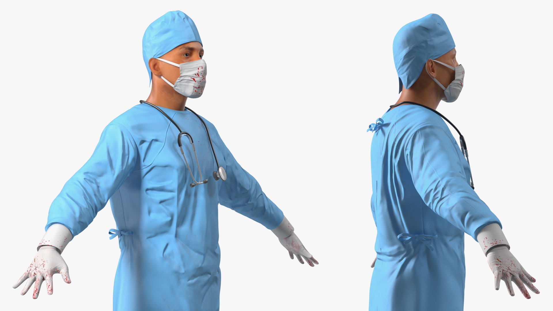 3D Blood Stained Surgeon Doctor In Mask